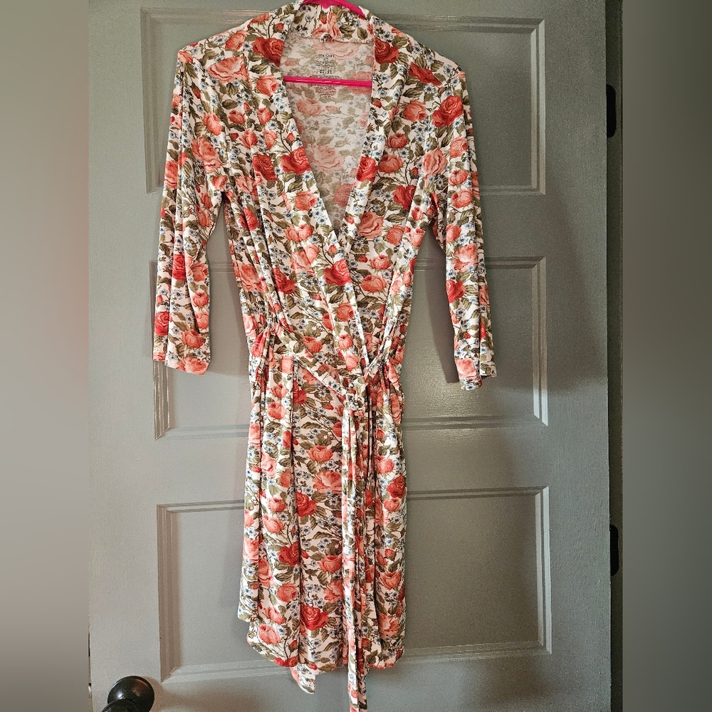 Posh Peanut Floral Robe - Pink and White
